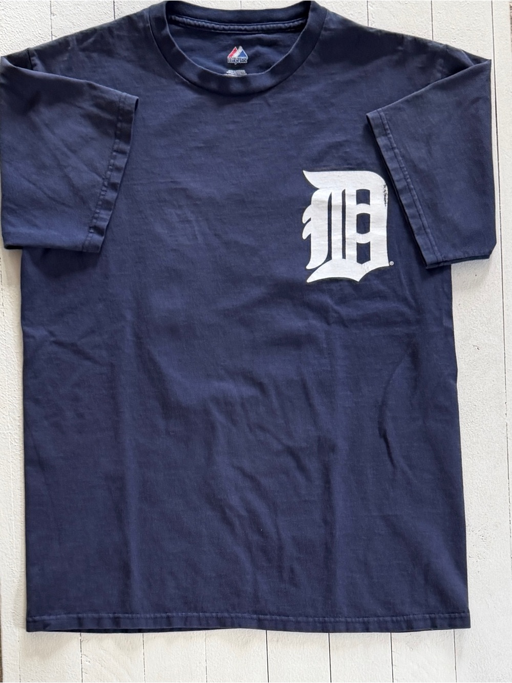 Vintage Majestic Detroit Tigers Brandon Inge 15 Player T-Shirt Navy Blue | Med